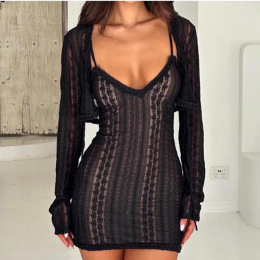 Tiger Mist Women's Sheer Black Dress